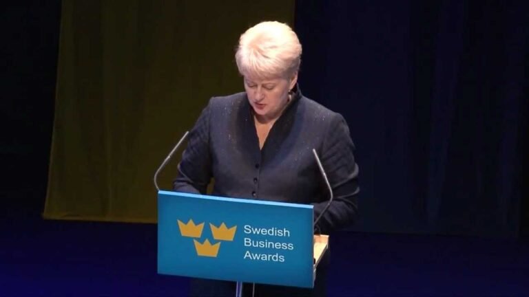 Prezidentė Dalia Grybauskaitė atidarė Švedijos verslo apdovanojimų ceremoniją